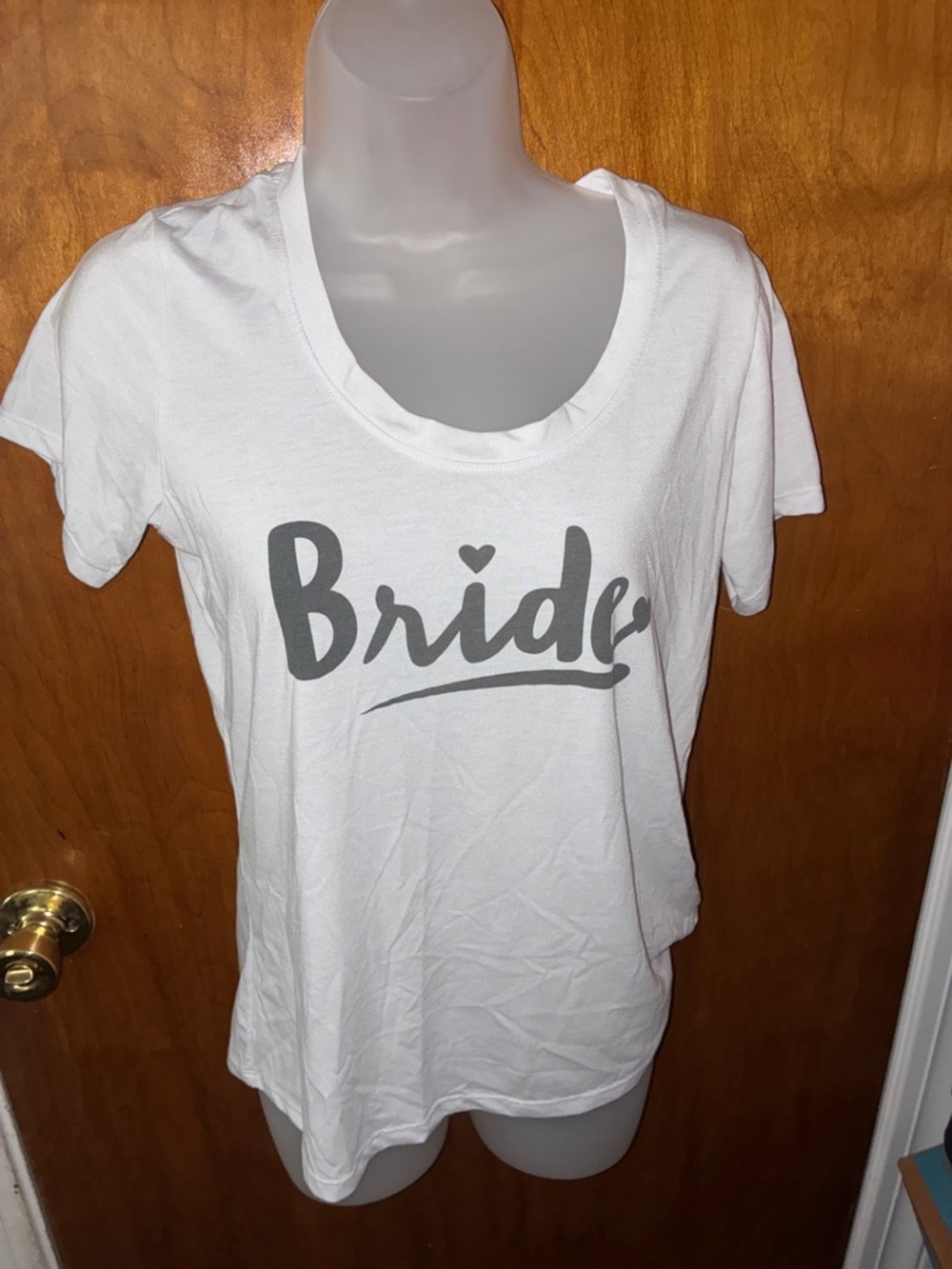 Bride Script Graphic Scoop Neck Tee - White